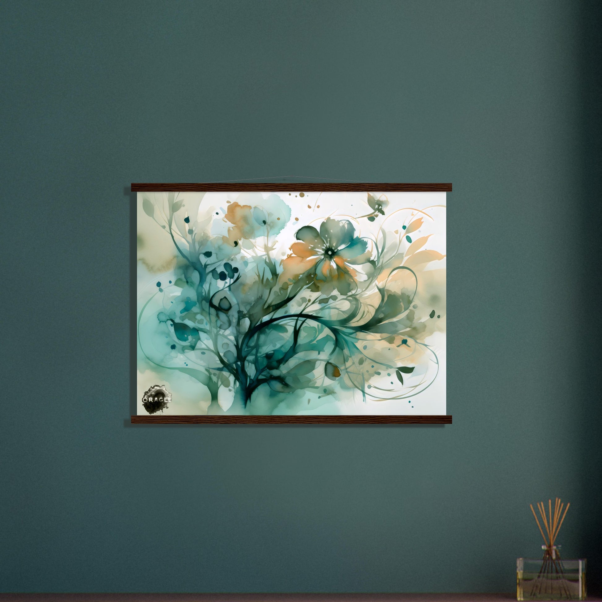 Blooming Tides: The Watercolor Flower Dance - Premium Matte Paper Wooden Framed Poster Gelato