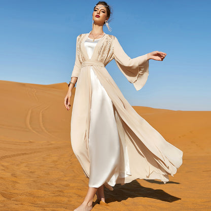 Beige Double Chiffon Dress Long The Artful Oracle