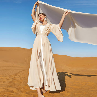 Beige Double Chiffon Dress Long The Artful Oracle