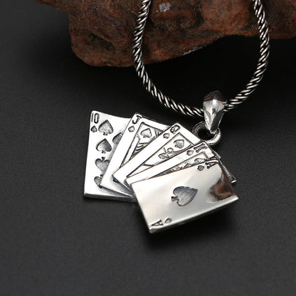 S925 Sterling Silver Pendant Jewelry Fashionable All-match Creative Flush Poker The Artful Oracle