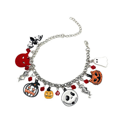 Halloween Bracelet With Pumpkin Skull Ghost Funny Jewelry The Artful Oracle