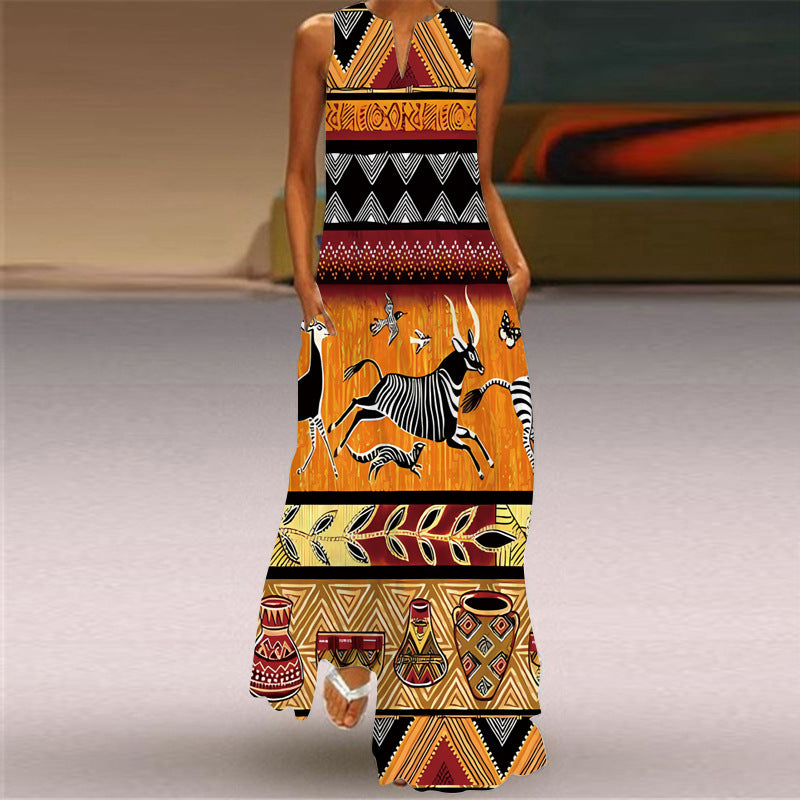 Women's Multi-color Long Sleeveless Dress The Artful Oracle