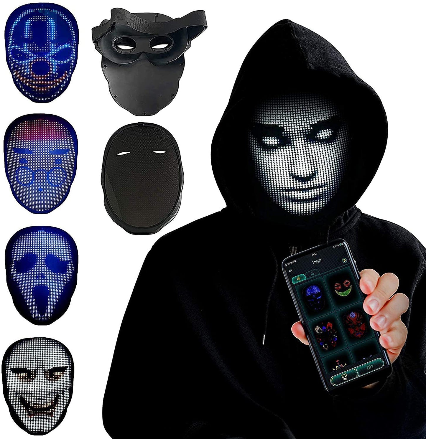 Halloween Face Masks Full Color LED Luminous Mask Face Changing Mask Party Bar Props The Artful Oracle