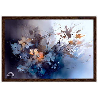 Aqua Blossoms: Watercolor Floral Splendor - Premium Matte Paper Wooden Framed Poster Gelato