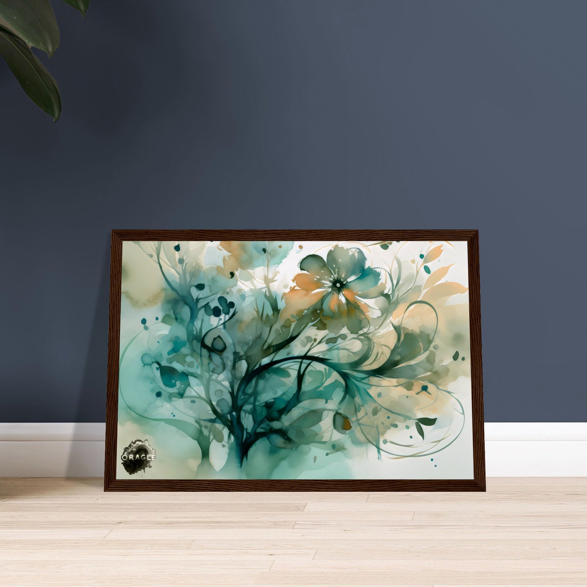 Blooming Tides: The Watercolor Flower Dance - Premium Matte Paper Wooden Framed Poster Gelato