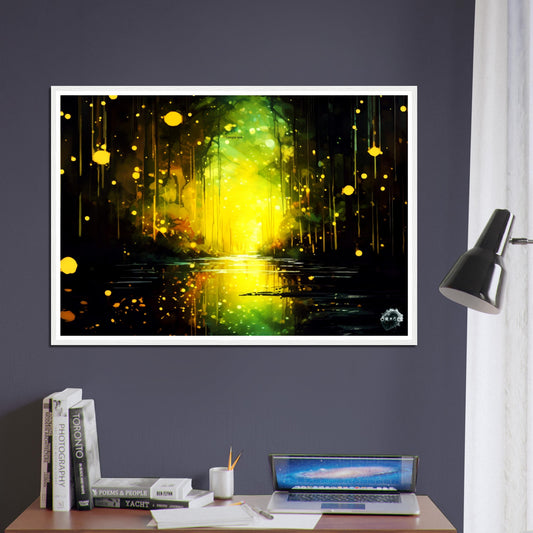 Glimmers in the Gloaming Woods - Premium Matte Paper Wooden Framed Poster Gelato