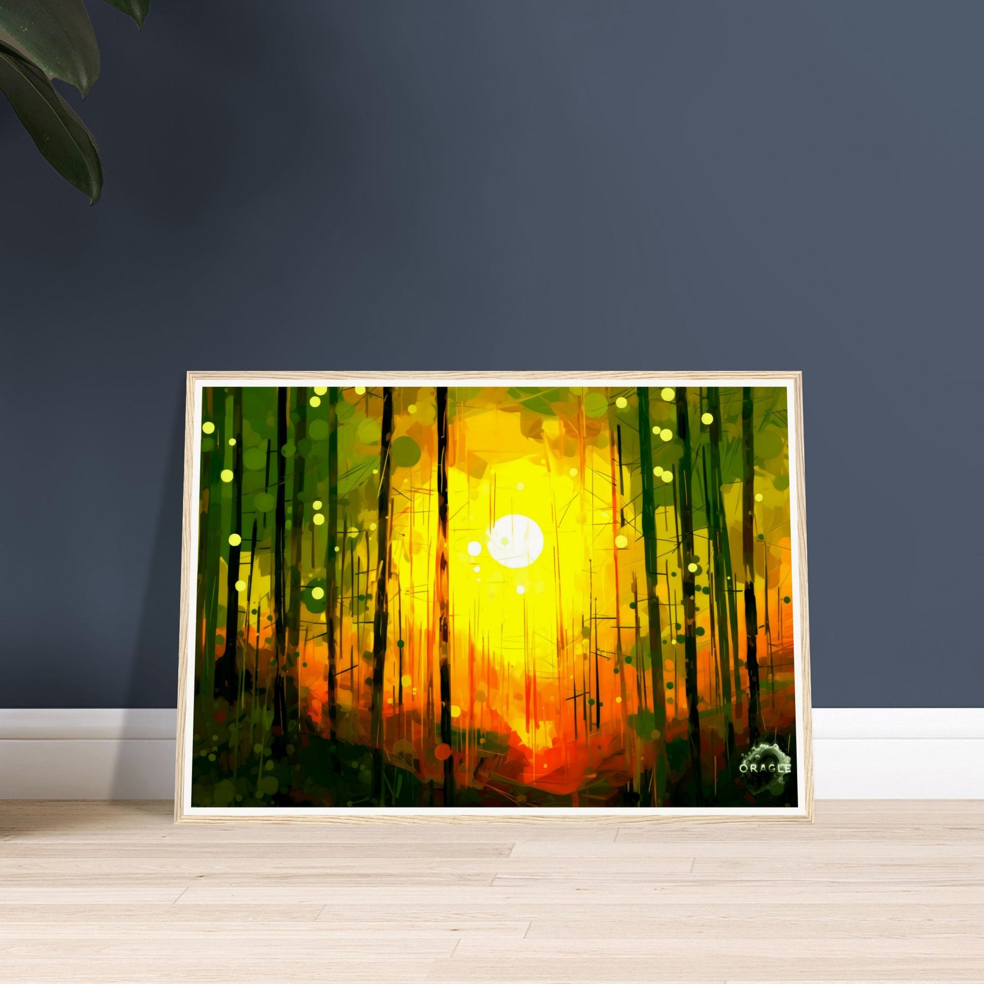 Dawn's Embrace: Illumination of the Forest - Premium Matte Paper Wooden Framed Poster Gelato