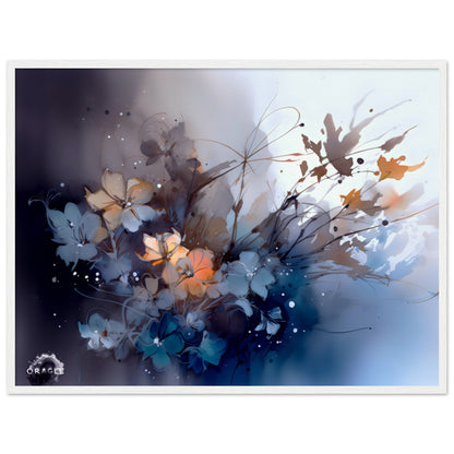 Aqua Blossoms: Watercolor Floral Splendor - Museum-Quality Matte Paper Wooden Framed Poster Gelato