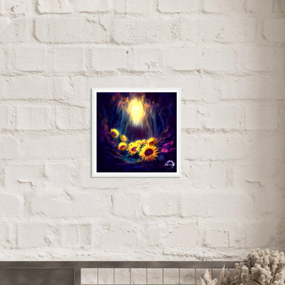 Octet of Radiance: Sunflowers in the Cave - Premium Matte Paper Wooden Framed Poster Gelato