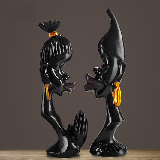 Black Couple Ornament Decoration Abstract Art Sculpture The Artful Oracle