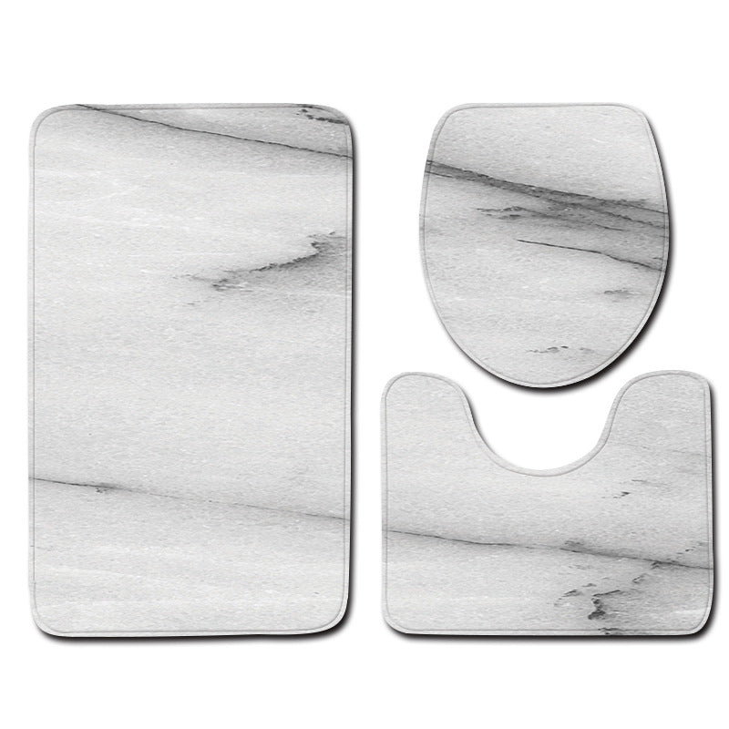 Marble Toilet Three-Piece Floor Mat Door Mat Bathroom Carpet The Artful Oracle