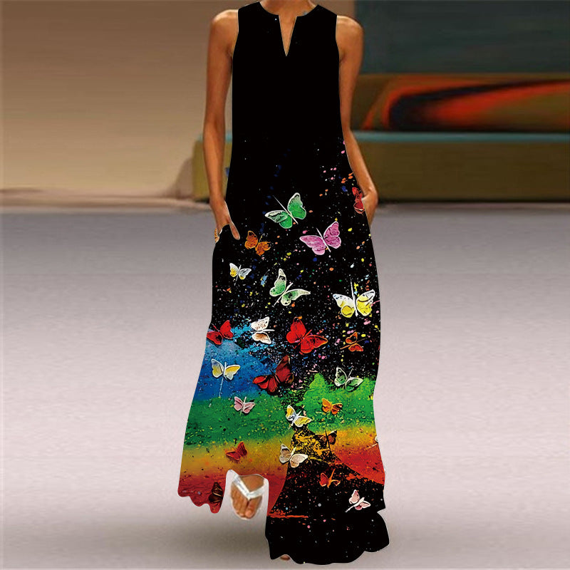 Women's Multi-color Long Sleeveless Dress The Artful Oracle