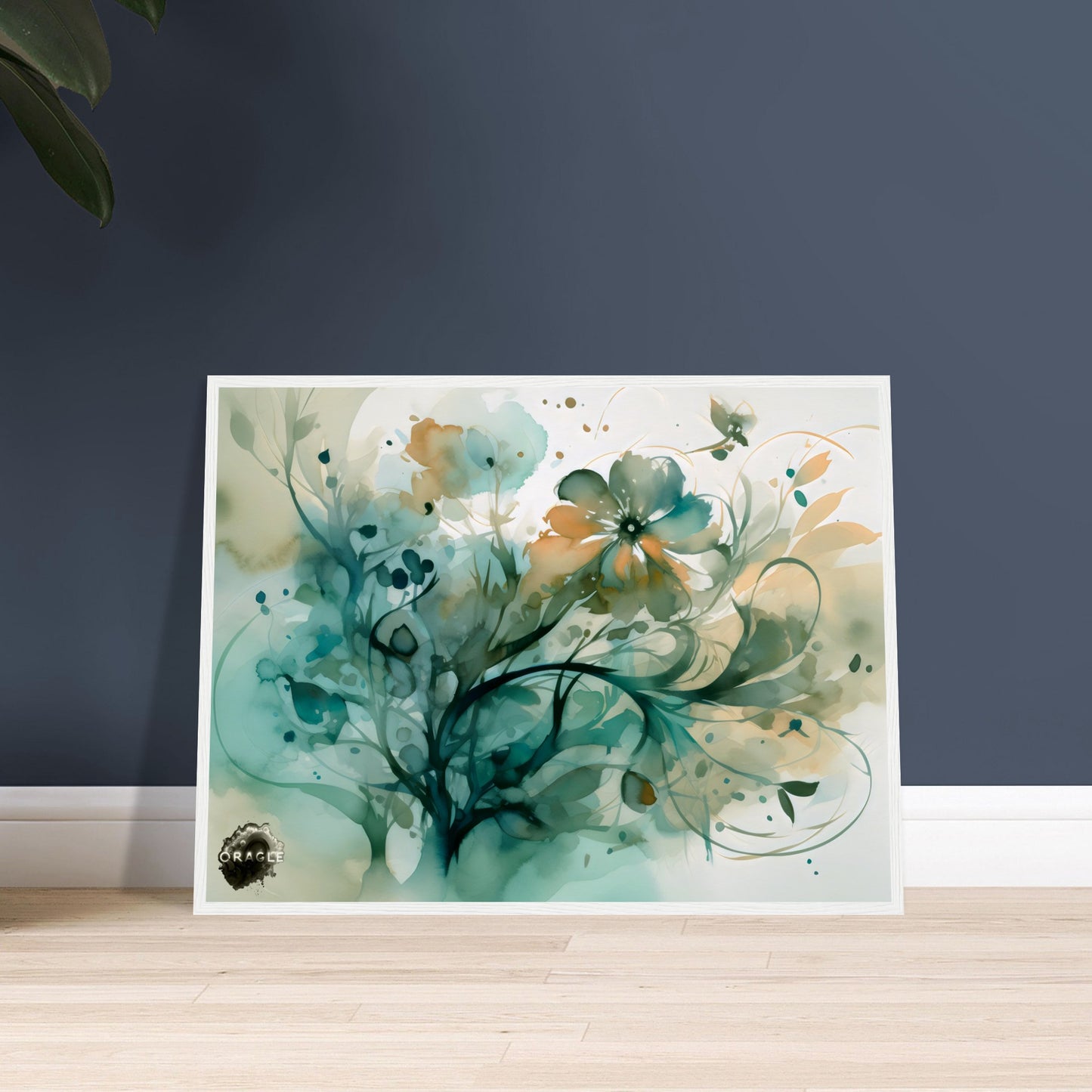 Blooming Tides: The Watercolor Flower Dance - Premium Matte Paper Wooden Framed Poster Gelato