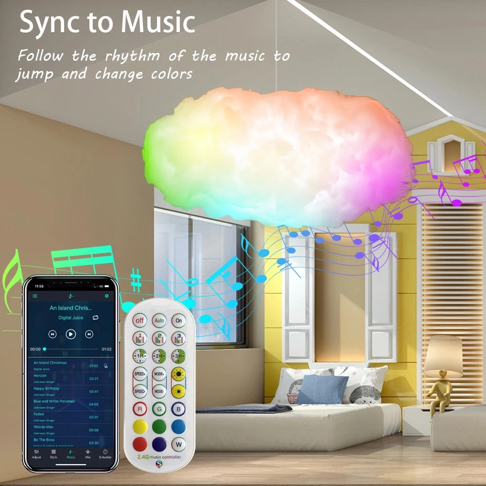 USB Cloud Light APP Control Music Synchronization 3D RGBIC Ambient Light Lightning Simulation Clouds Bedroom Room Light The Artful Oracle