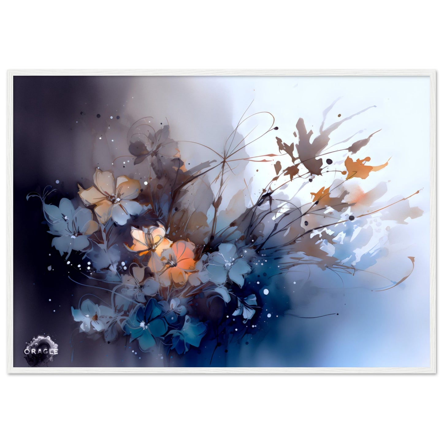 Aqua Blossoms: Watercolor Floral Splendor - Premium Matte Paper Wooden Framed Poster Gelato