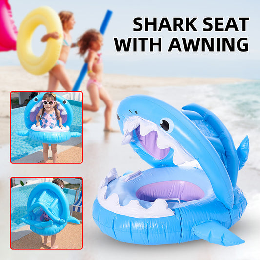 Inflatable Swimming Ring For Kids With Awning Shark Seat Ring Baby Float For Swimming Pool Toys Seat Removable Water Ring The Artful Oracle