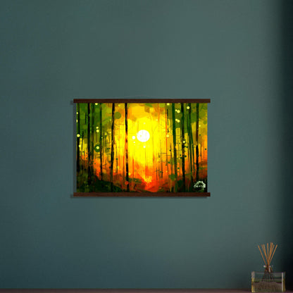 Dawn's Embrace: Illumination of the Forest - Premium Matte Paper Wooden Framed Poster Gelato