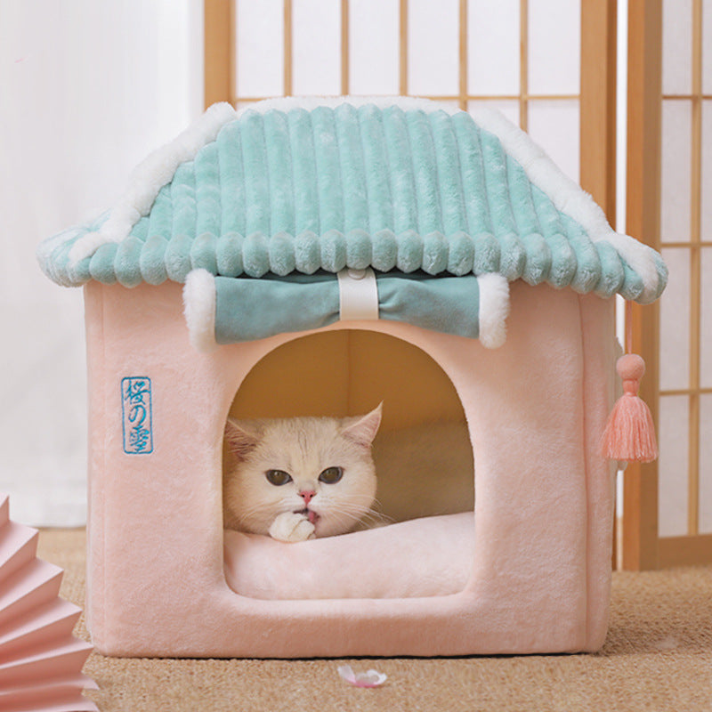 Cat House Removable And Washable Cat Bed Pet Supplies Enclosed Cat House Villa The Artful Oracle