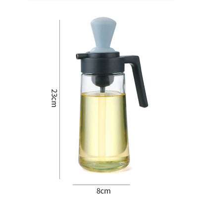 Household Kitchen Sauce Bottle Press Spice Jar Multi-functional Two-in-one Glass Oiler Containing Silicone Brush The Artful Oracle