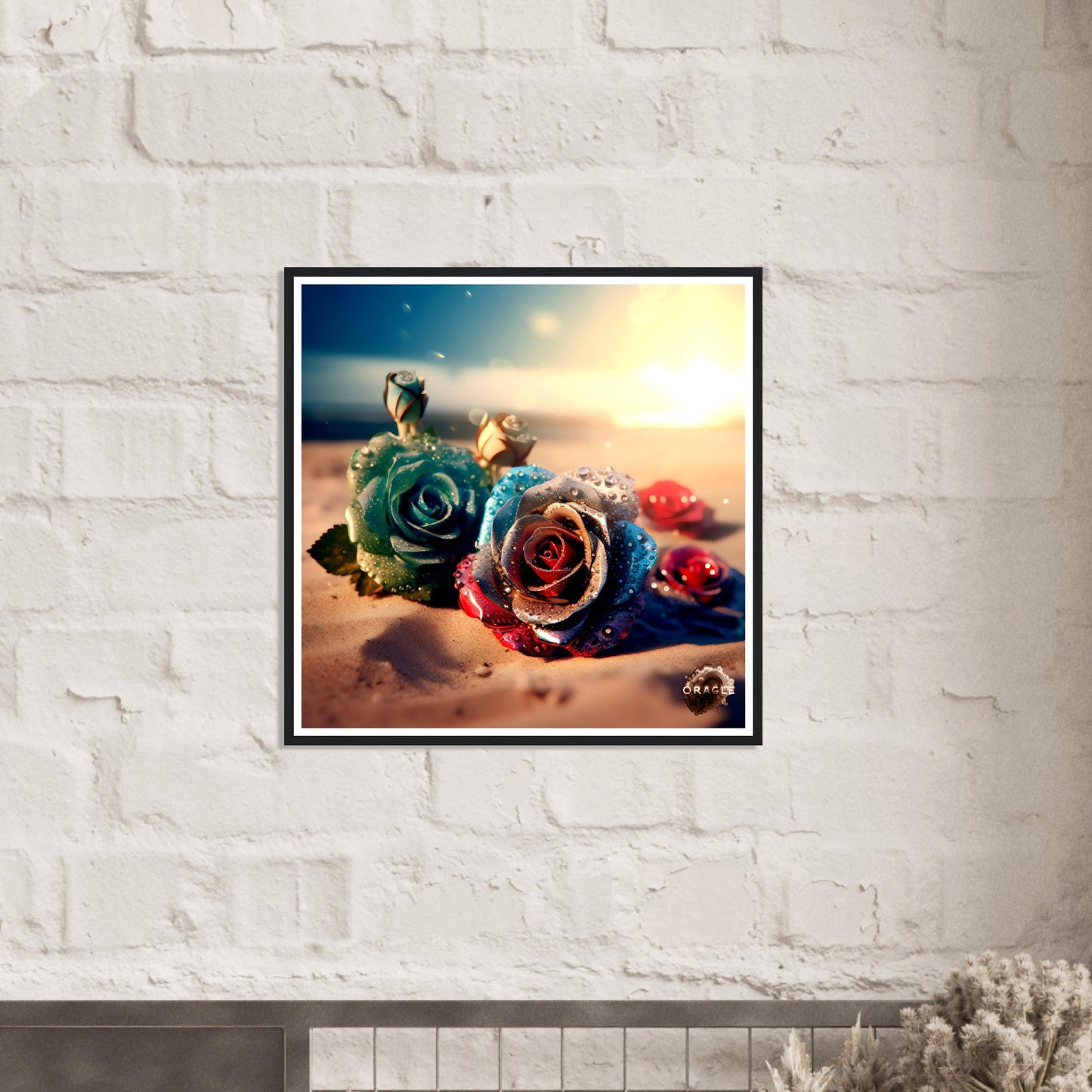 Seaside Serenade: A Rose's Embrace - Premium Matte Paper Wooden Framed Poster Gelato