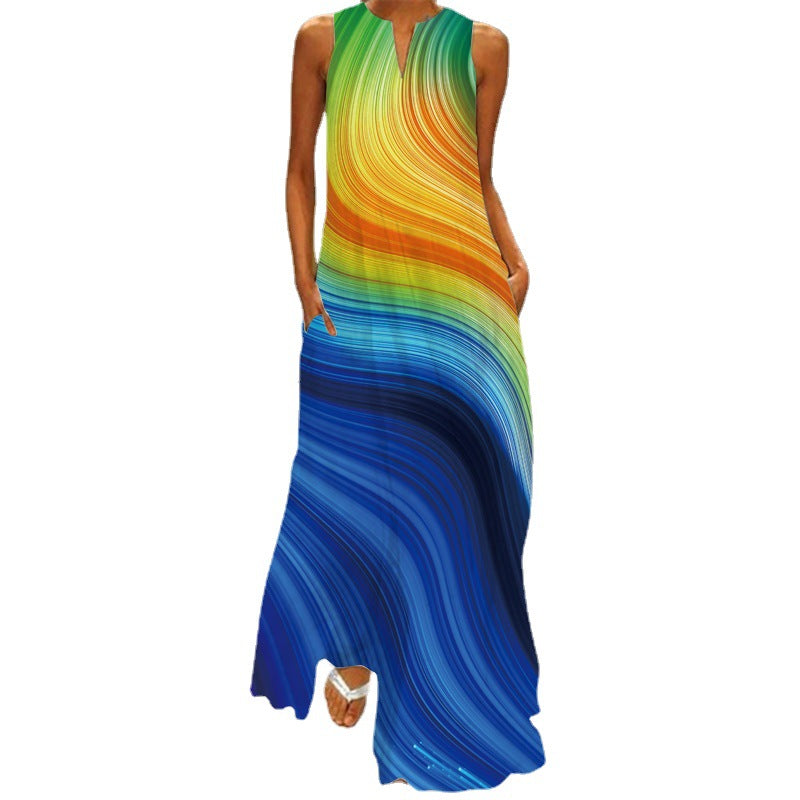 Women's Multi-color Long Sleeveless Dress The Artful Oracle