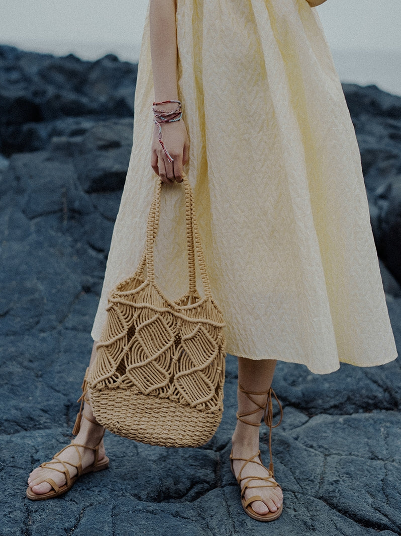 Grass Woven Hollowed Out Hand Woven Bag Beach Shoulder The Artful Oracle