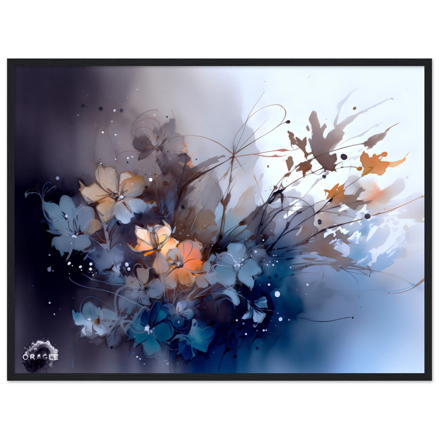 Aqua Blossoms: Watercolor Floral Splendor - Premium Matte Paper Wooden Framed Poster Gelato