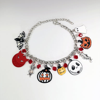 Halloween Bracelet With Pumpkin Skull Ghost Funny Jewelry The Artful Oracle