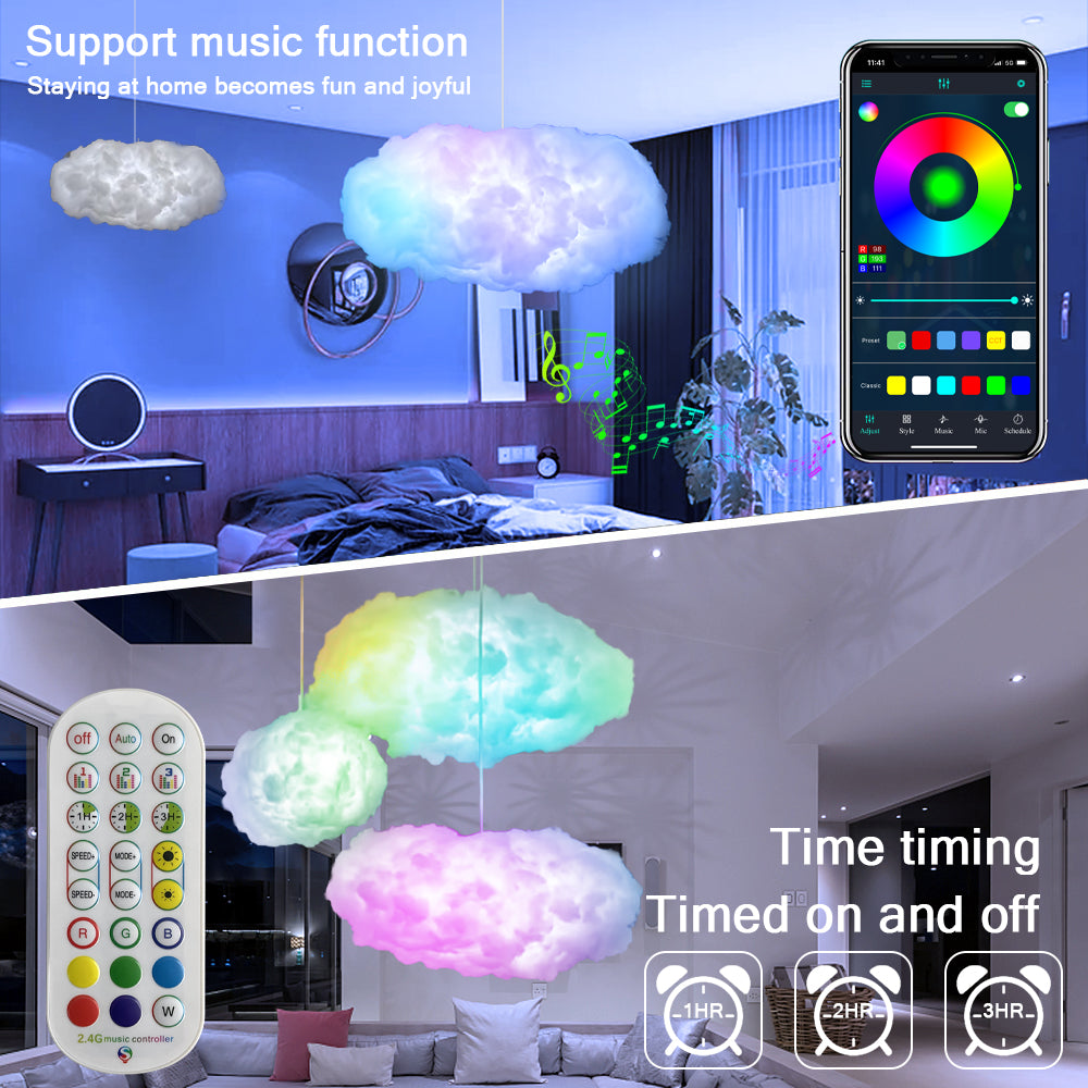 USB Cloud Light APP Control Music Synchronization 3D RGBIC Ambient Light Lightning Simulation Clouds Bedroom Room Light The Artful Oracle