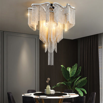 Nordic Light Luxury Tassel Aluminum Chain Living Room Ceiling The Artful Oracle