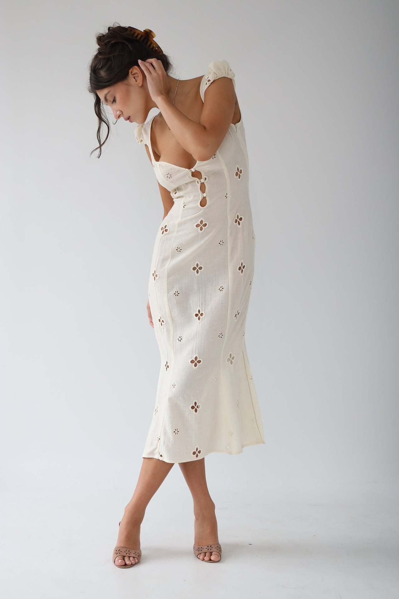 Trendy Mid-length Cotton Embroidered Dress The Artful Oracle