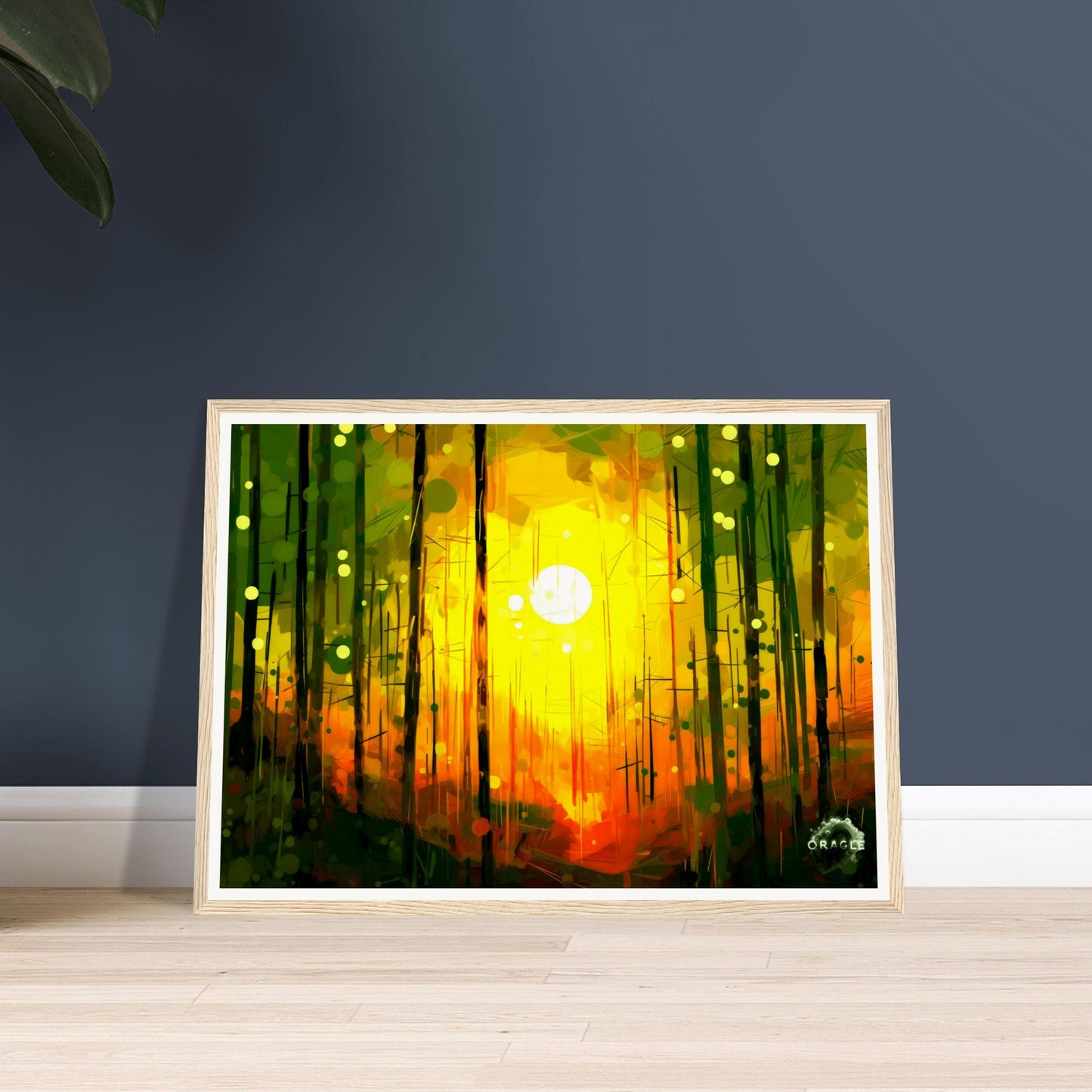 Dawn's Embrace: Illumination of the Forest - Premium Matte Paper Wooden Framed Poster Gelato