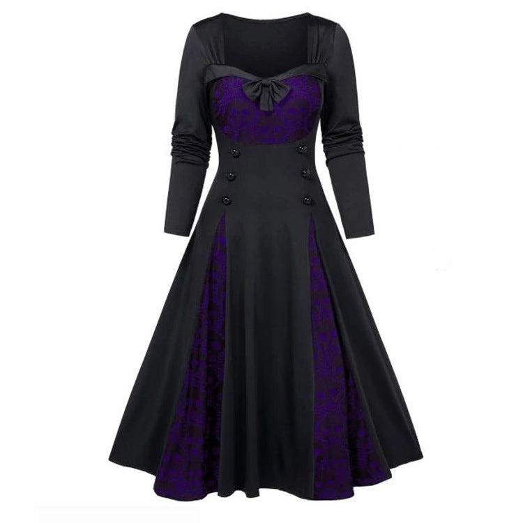 Women's Fashion Lace Stitching Contrast Color Dress The Artful Oracle