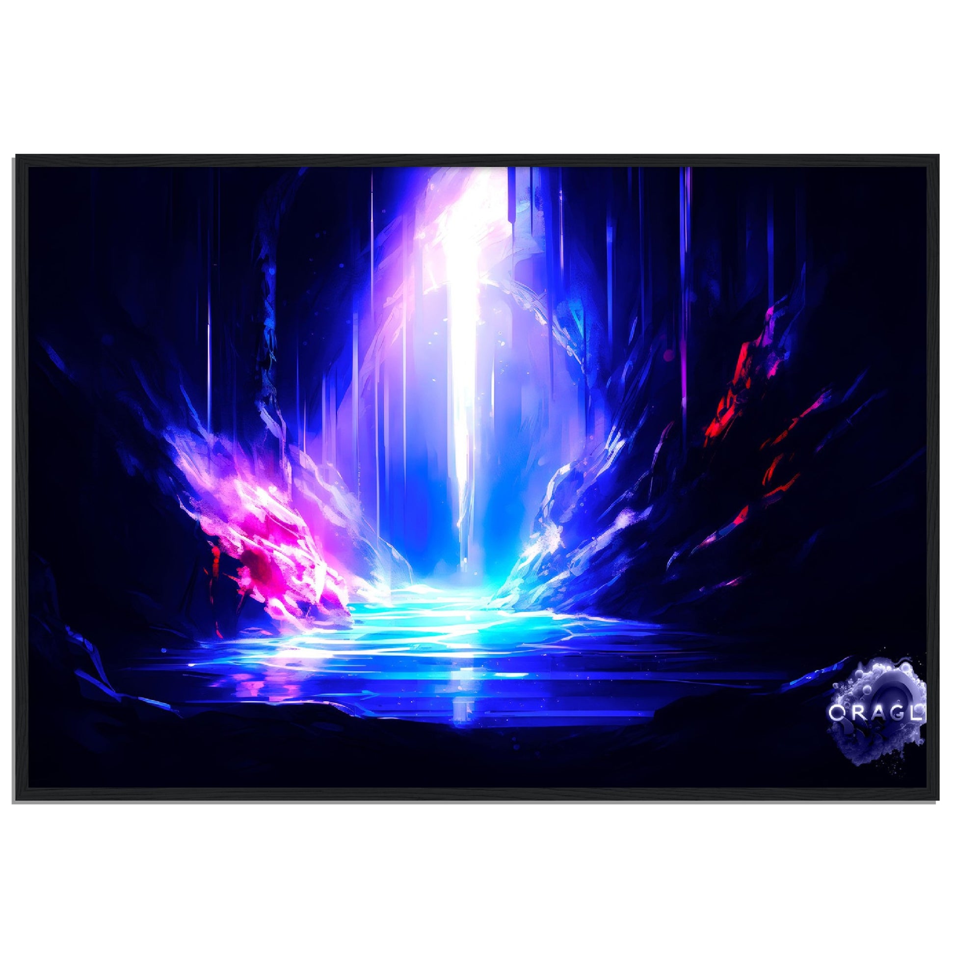 Luminary Sanctuary: A Cave Illuminated - Premium Matte Paper Wooden Framed Poster Gelato