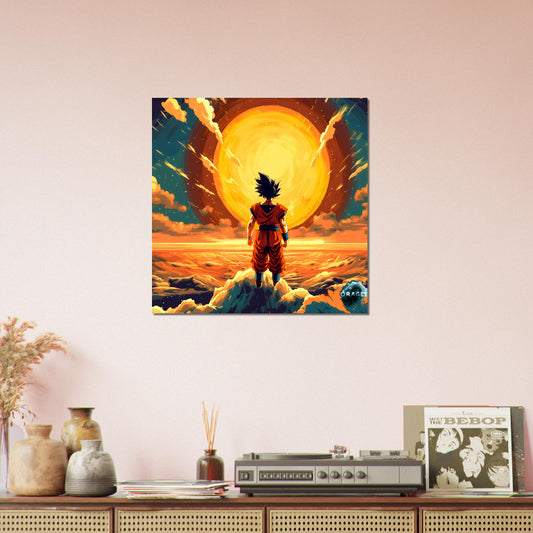 Goku on top of World - Aluminum Print Gelato