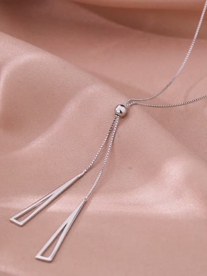 Sterling Silver Geometric Triangle Necklace for Women Adjustable Clavicle Chain Necklace Jewelry Gifts