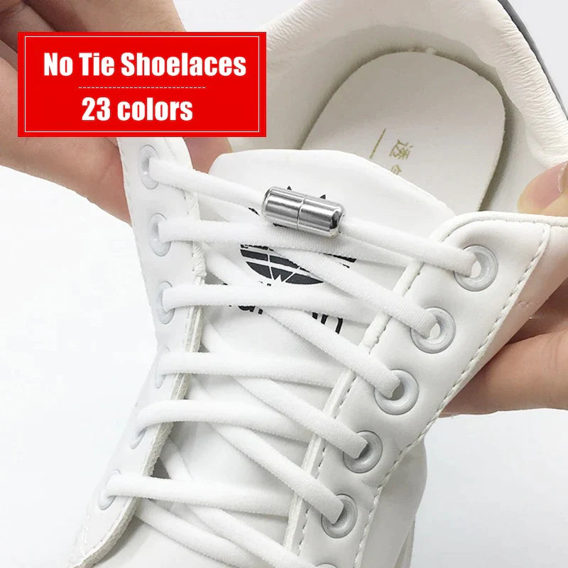 Elastic No Tie Shoelaces Semicircle Shoe Laces for Kids and Adult Sneakers Shoelace Quick Lazy Metal Lock Laces Shoe Strings